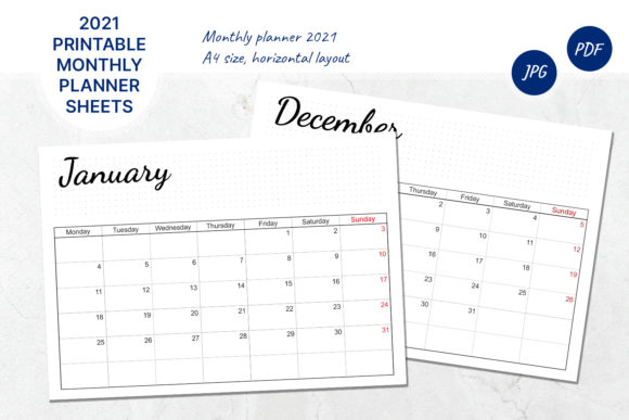 Download Printable Calendar. 2021 Monthly Planner - 2021 monthly planner Collection