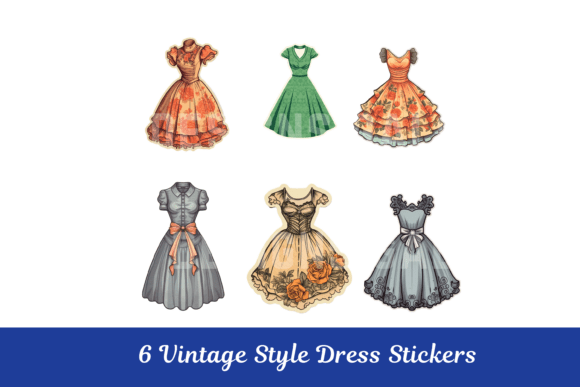 Download Vintage Dress Fussy Cuts Retro Sticker - Fussy cut Collection
