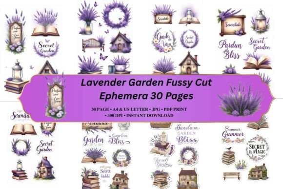 Download Lavender Secret Garden Fussy Cut - Fussy cut Collection