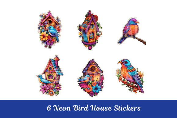 Download Neon Bird House Stickers Fussy Cuts - Fussy cut Collection