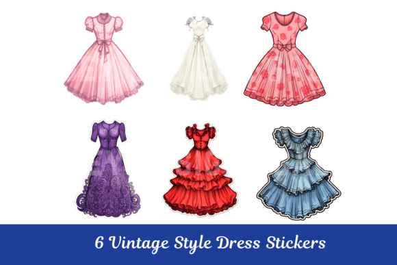Download Vintage Dress Sticker Retro Fussy Cuts - Fussy cut Collection