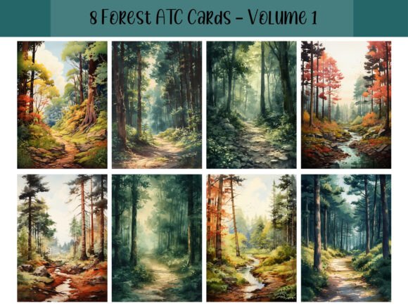 Download 8 Forest ATC Cards for Scrapbooking - Scrapbook Collection