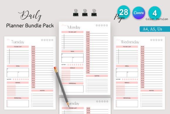Download Printable Daily Planner Bundle Pack - Printable daily planner Collection