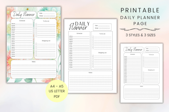 Download Printable Daily Planner Page Floral - Printable daily planner Collection