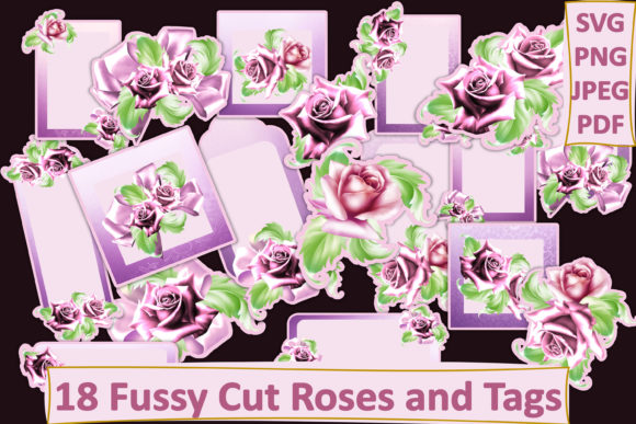 Download Fussy Cut Roses and Tags - Fussy cut Collection